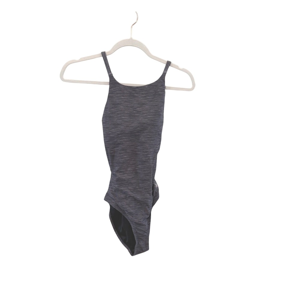 Spyder Womens One Piece Swimsuit Gray Space Dye High Neck Cross Back Size Small